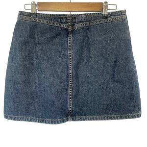 American Eagle Outfit Y2K Denim Mini Skirt Sz 4 Zip & Button Closure